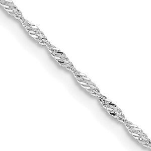 1.4mm Rhodium Plated Sterling Silver Singapore Chain Necklace, 22 Inch